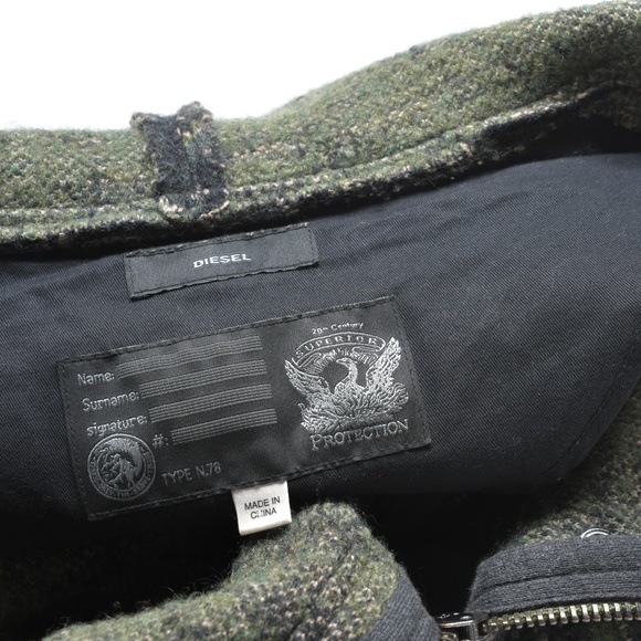 DIESEL Wool Hooded Camo Wool Blend Coat Size L - Picture 10 of 15